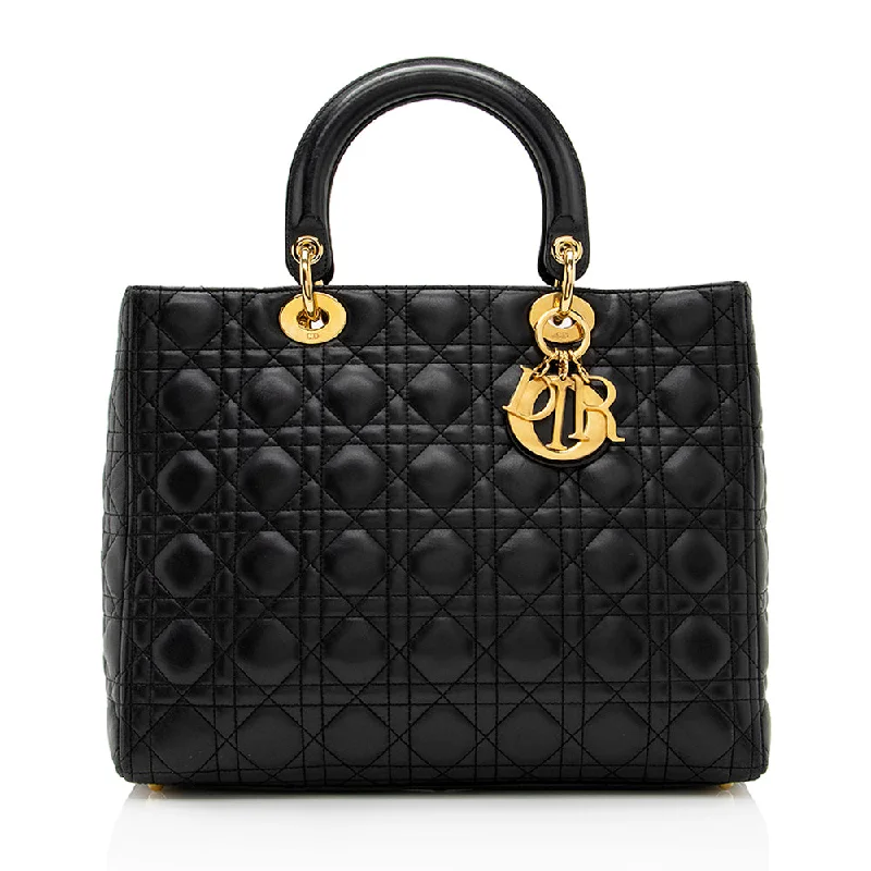 Dior Lambskin Lady Dior Large Tote (SHF-20974)