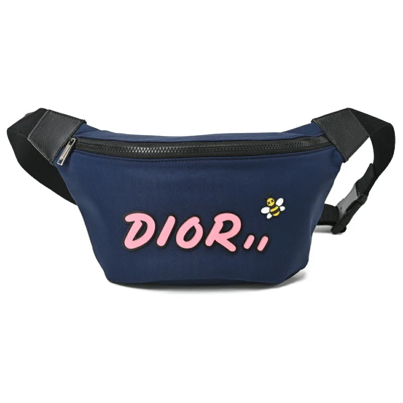 Christian Dior Dior DIOR x KAWS B Body Bag Belt Waist Pouch Nylon Leather Navy S-156614