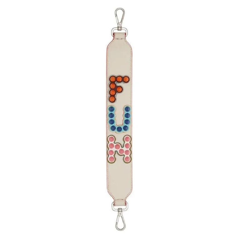 Fendi "FUN" Beige Multicolor Studded Mini Leather Shoulder Strap