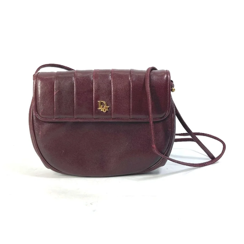 Christian CHRISTIAN DIOR logo Pochette Bag Crossbody Shoulder Bag Bordeaux