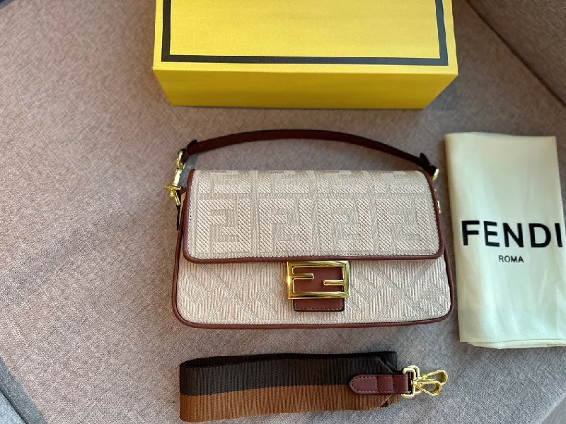 Fendi Baguette Canvas Handbag Shoulder Bag