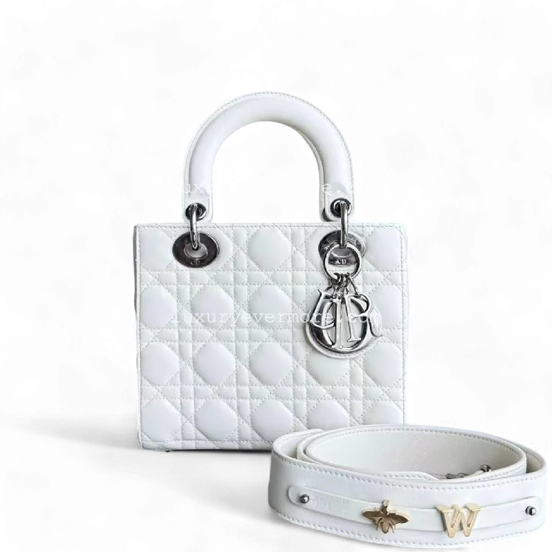 Dior Lady Small ABC MyABC Cannage Lambskin White Silver Hardware Shoulder Bag