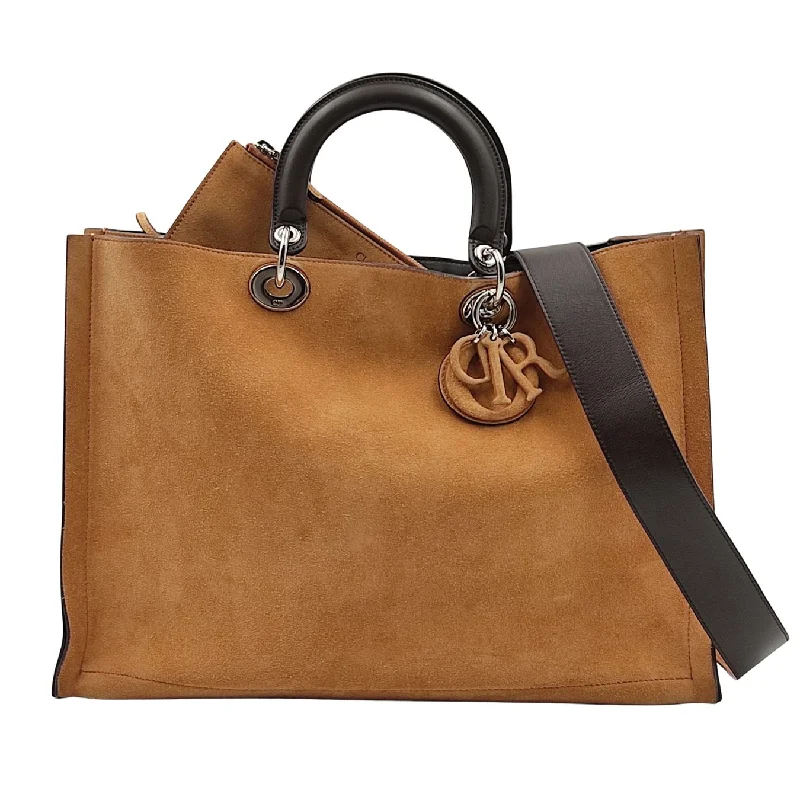 Christian Dior Christian Lady two-tone suede tote bag