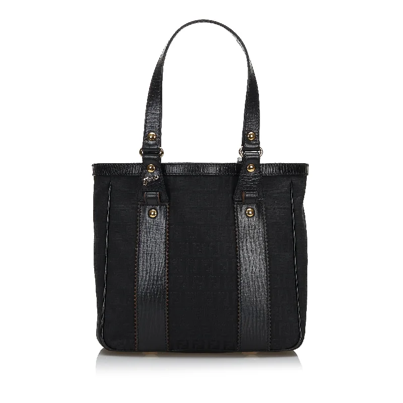 Fendi Leather-Trimmed Zucchino Tote (SHG-36075)