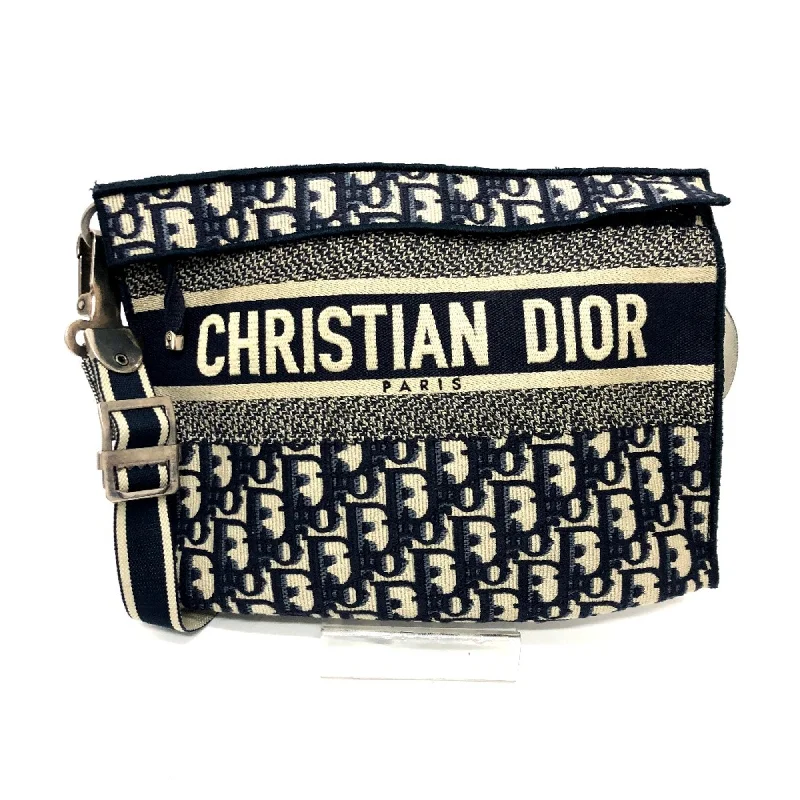 CHRISTIAN DIOR Flat Bag Bag Crossbody Bag Shoulder Bag Navy SilverHardware