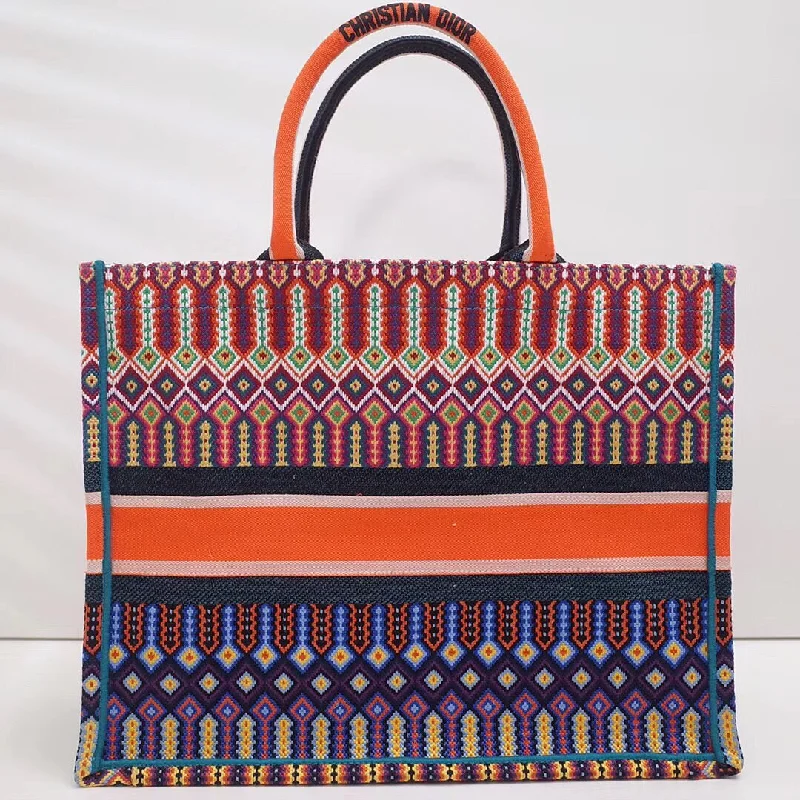 Christian Dior Book Tote In Multi-coloured Embroidered Canvas