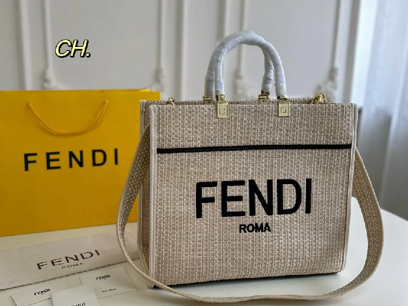 Fendi grass woven tote bag