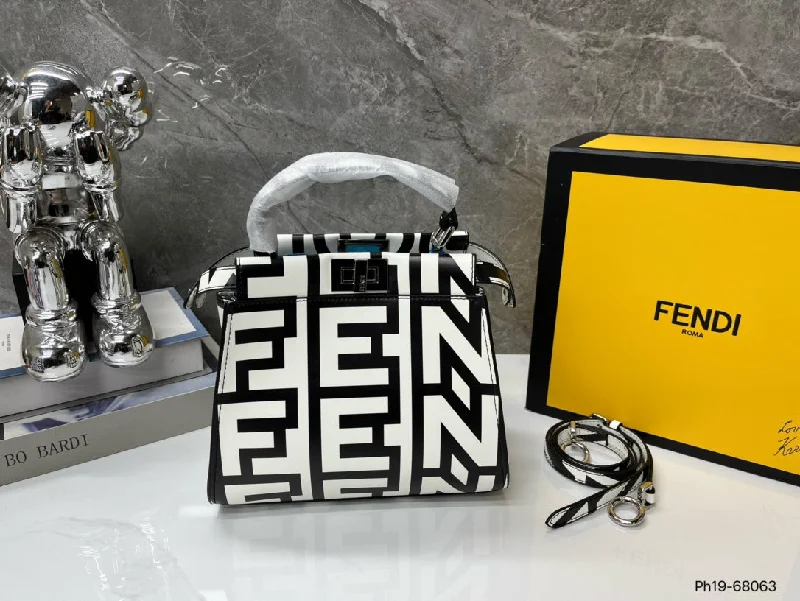 Fendi Black White  Handbag Shoulder Bag Crossbody Bag