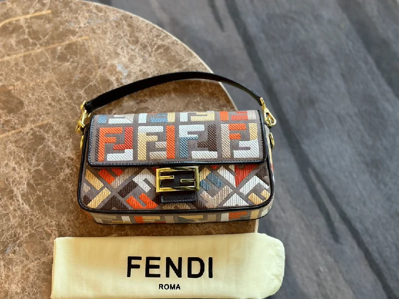 Fendi Baguette Canvas Handbag Shoulder Bag