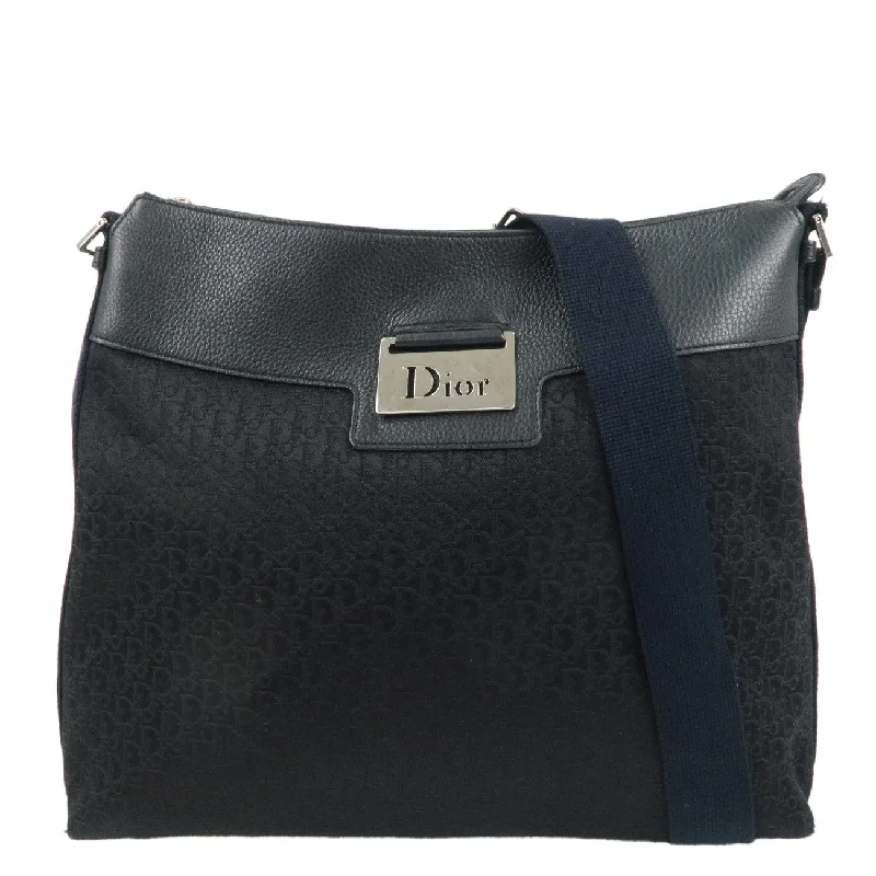 Christian Dior Trotter Canvas Leather Shoulder Bag Black