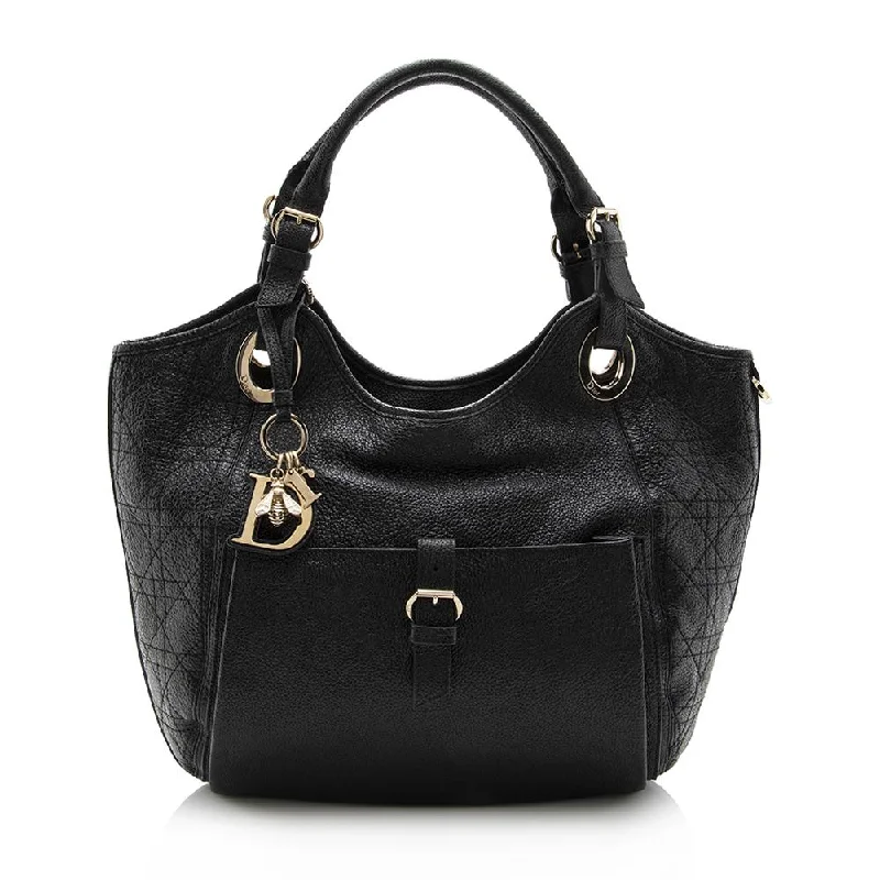 Christian Dior Cannage Deerskin Leather Bee Tote (13913)