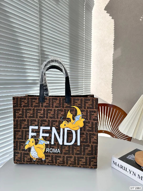 FENDI FRAGMENT TOTE BAG HANDBAG SHOULDER BAG