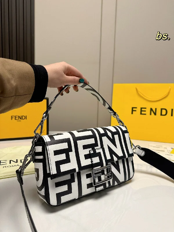 Fendi  Roma Handbag Shoulder Bag Black White