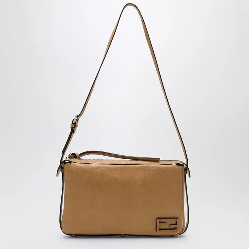 FENDI Medium Beige Leather Shoulder Bag