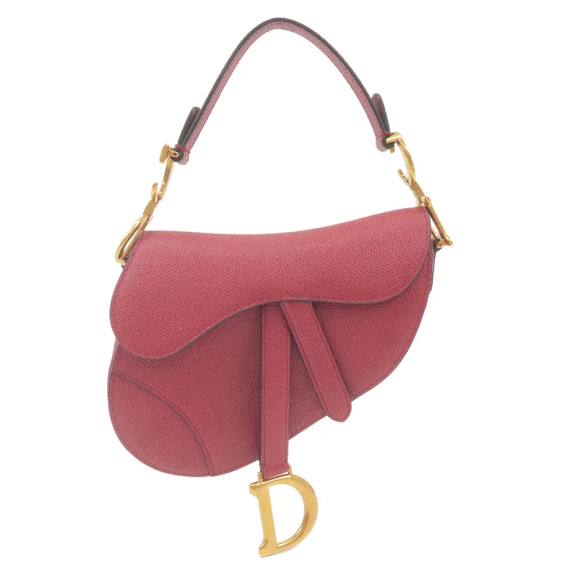 Christian Dior Saddle Bag Leather Shoulder Bag Bordeaux