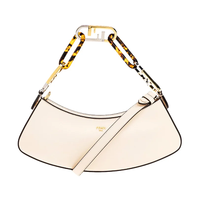 Fendi O'Lock Swing Ivory Calfskin Leather Shoulder Bag