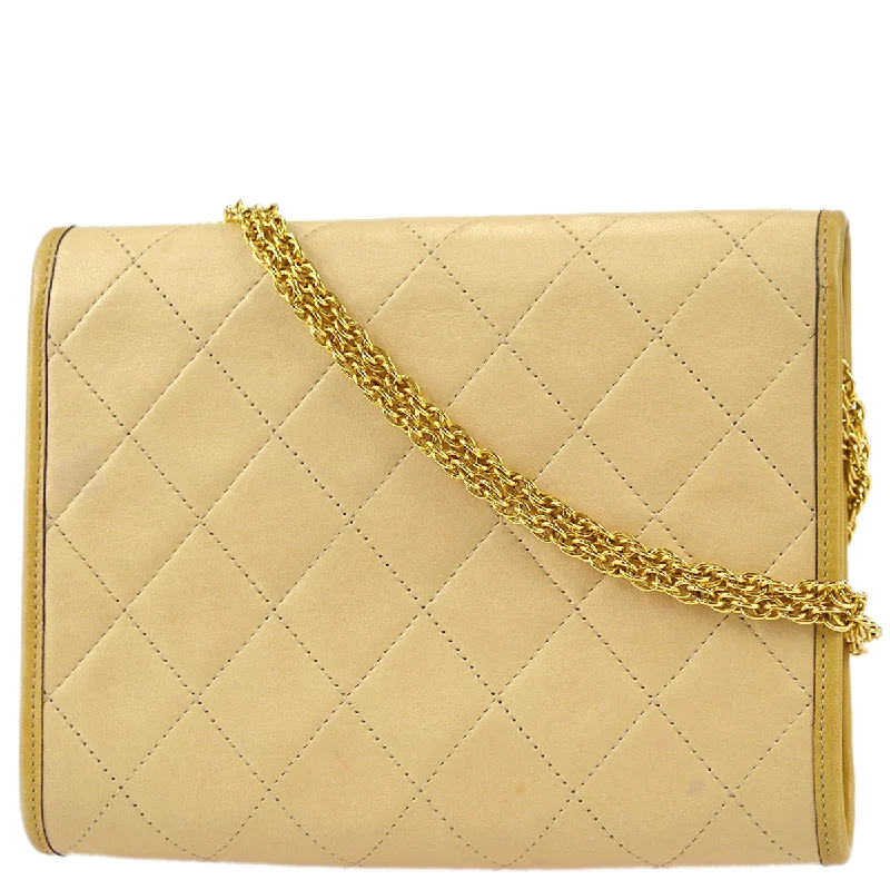 Chanel Double Chain Shoulder Bag Beige Lambskin