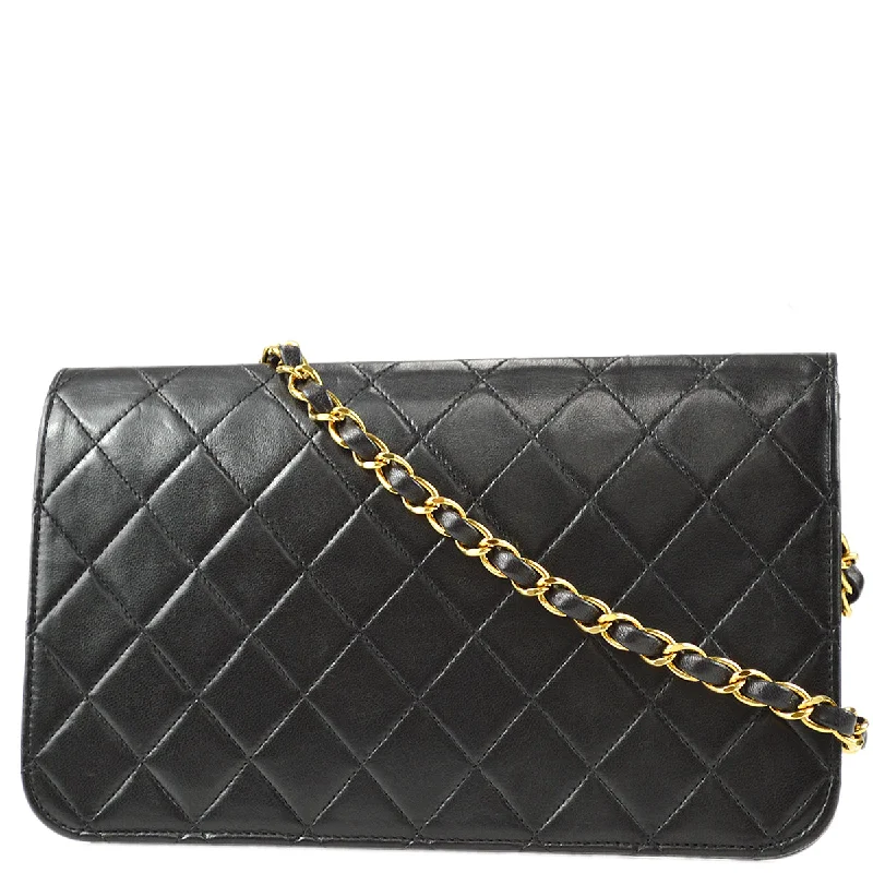 Chanel Full Flap Chain Shoulder Bag Black Lambskin