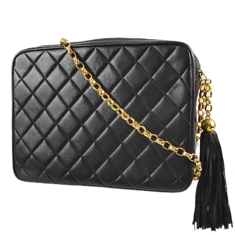 Chanel Fringe Bijou Chain Shoulder Bag Black Lambskin