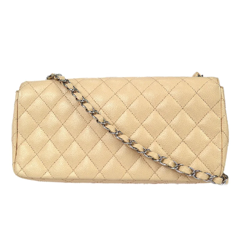 Chanel East West Shoulder Bag Beige Caviar