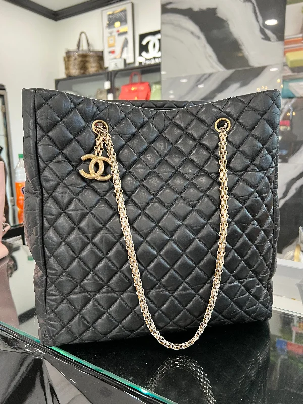 CHANEL Quilted Leather Black Tote