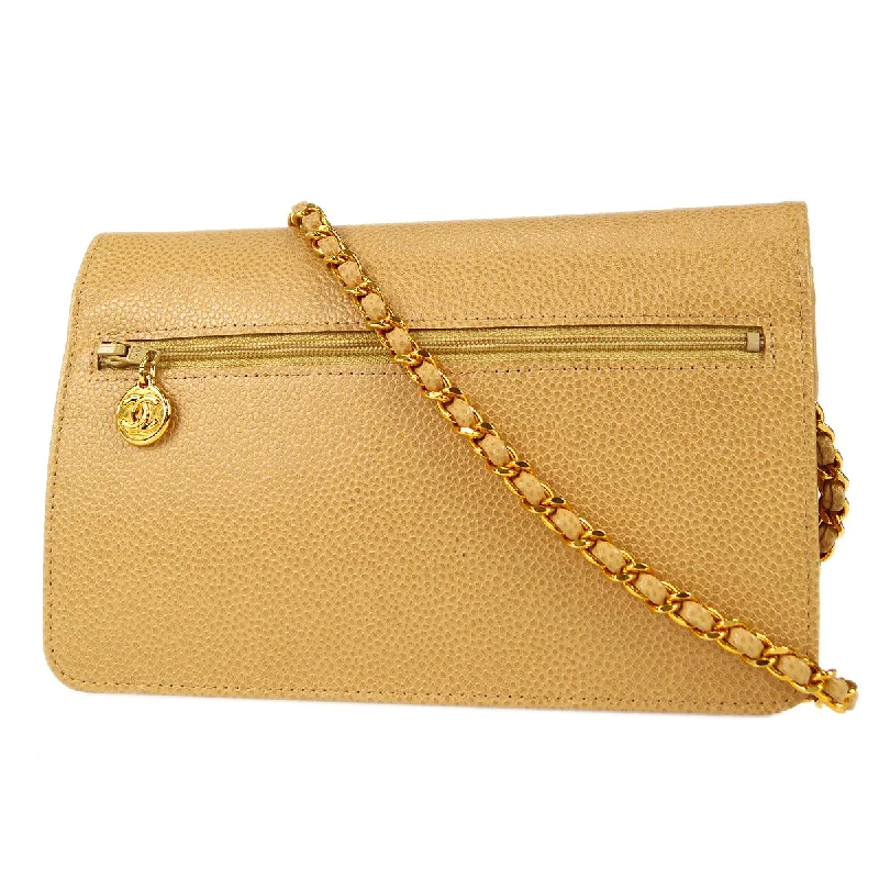 Chanel 1997-1999 Timeless Wallet on Chain WOC Beige Caviar