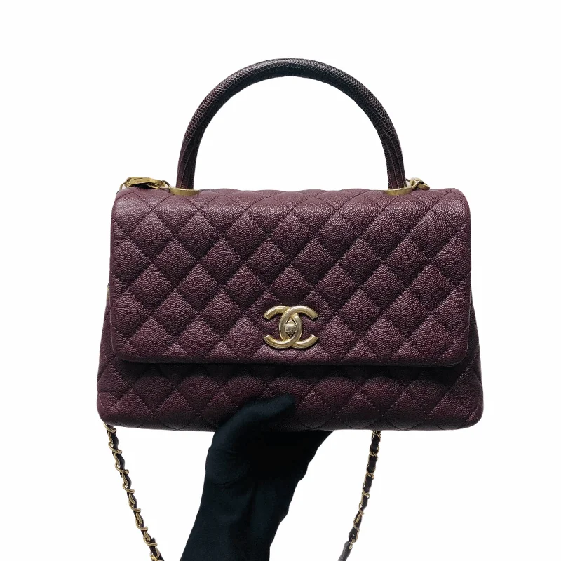 Burgundy Caviar Quilted Medium Coco Handle Flap