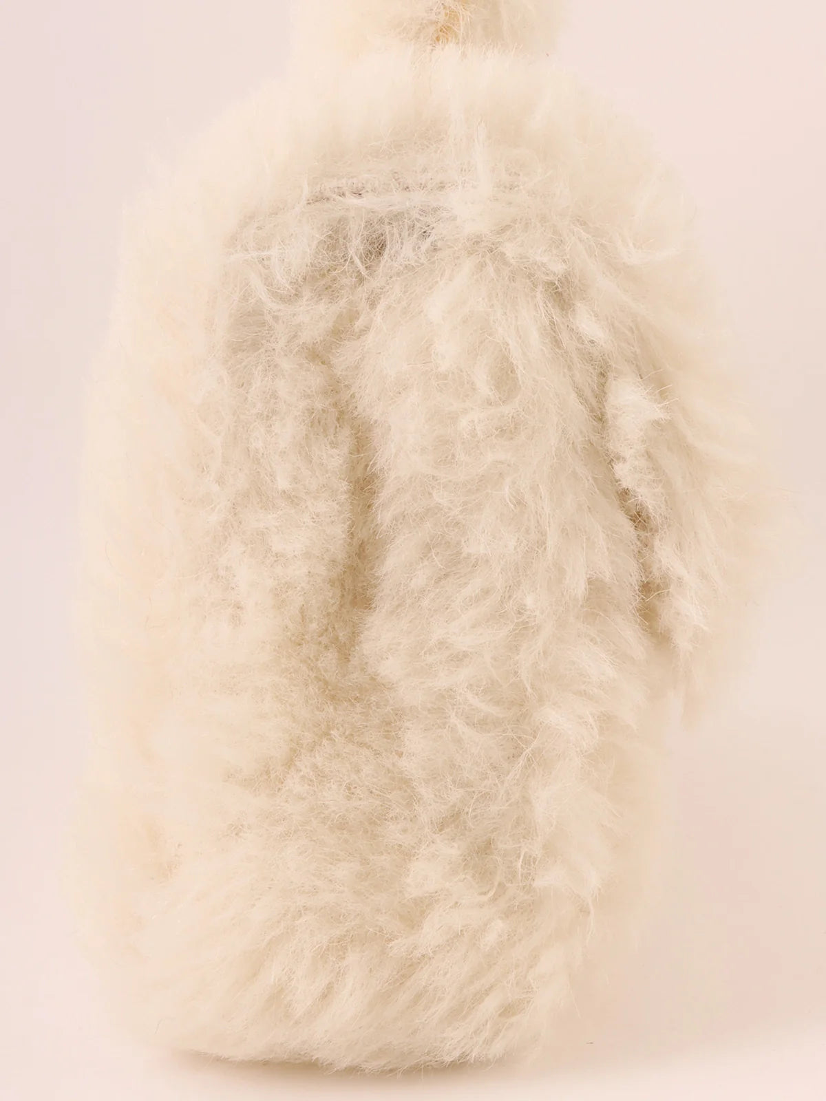 CHANEL Around 1992 Made Fur Turn-Lock Top Handle Bag Off White