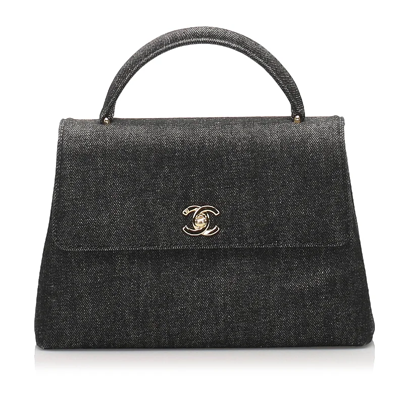 CC Denim Handbag Black GHW