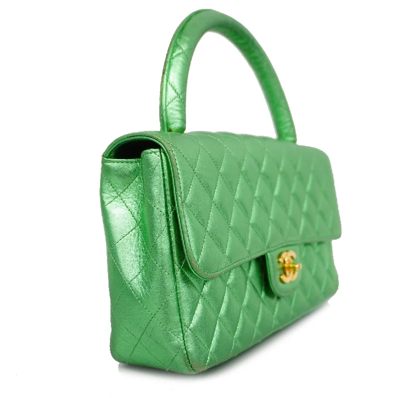 CHANEL[3ca0443]   handbag Matelasse parent-child bag lambskin metallic green gold metal