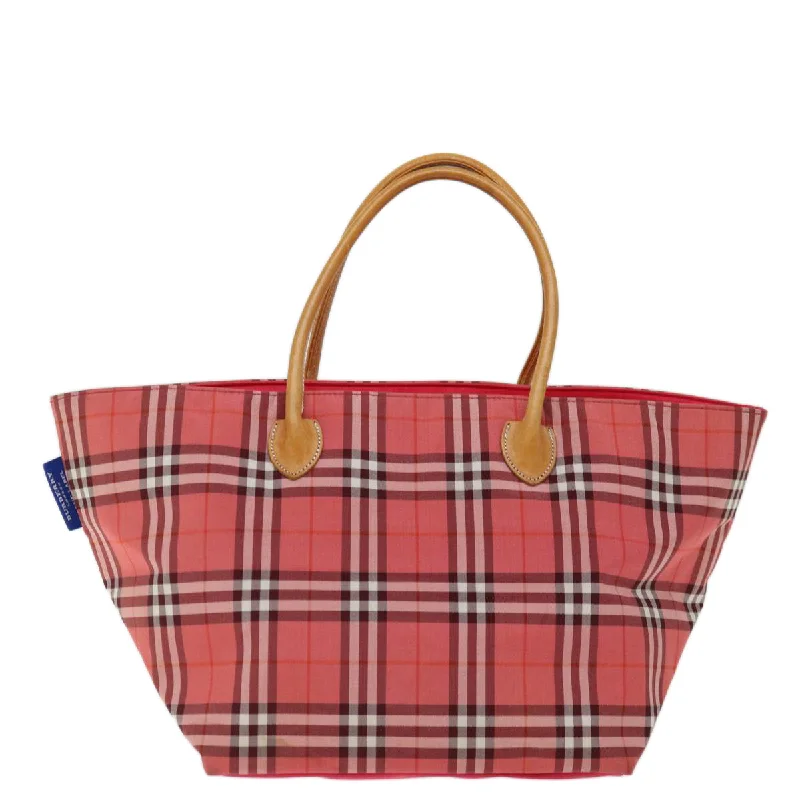 BURBERRY Nova Check Blue Label Hand Bag Nylon Pink  bs13467