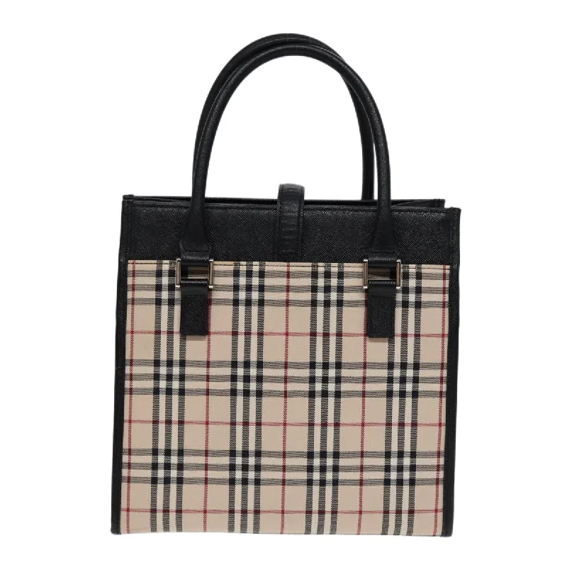 BURBERRY Nova Check Hand Bag Canvas Beige Black  am6710