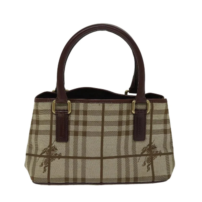 BURBERRY Nova Check Hand Bag Canvas Beige Brown  72676