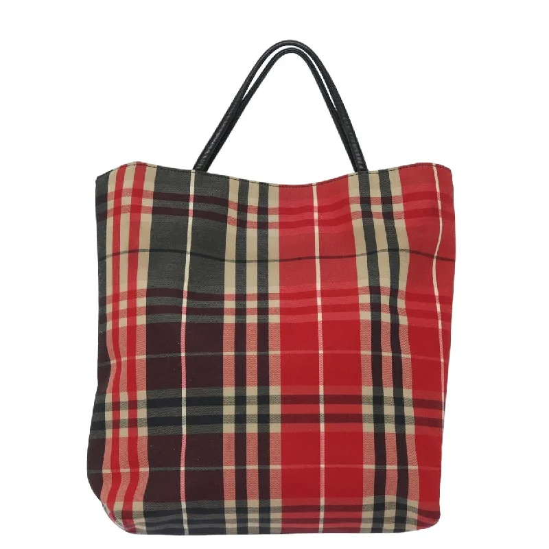 BURBERRY Nova Check Hand Bag Canvas Red Black  bs15729