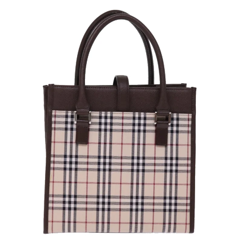 BURBERRY Nova Check Hand Bag Nylon Canvas Beige  mr245