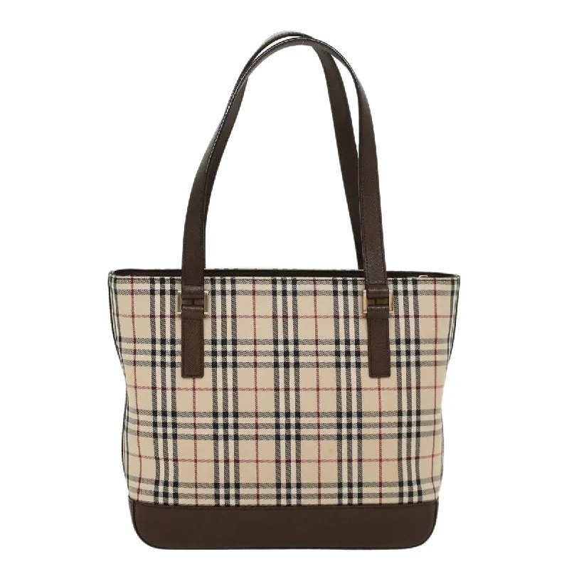 BURBERRY Nova Check Hand Bag Nylon Leather Beige  43018