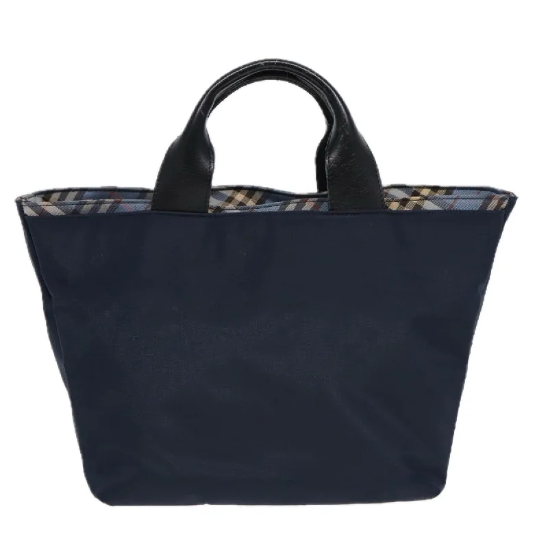 BURBERRY Nova Check Hand Bag Nylon Navy  fm3652