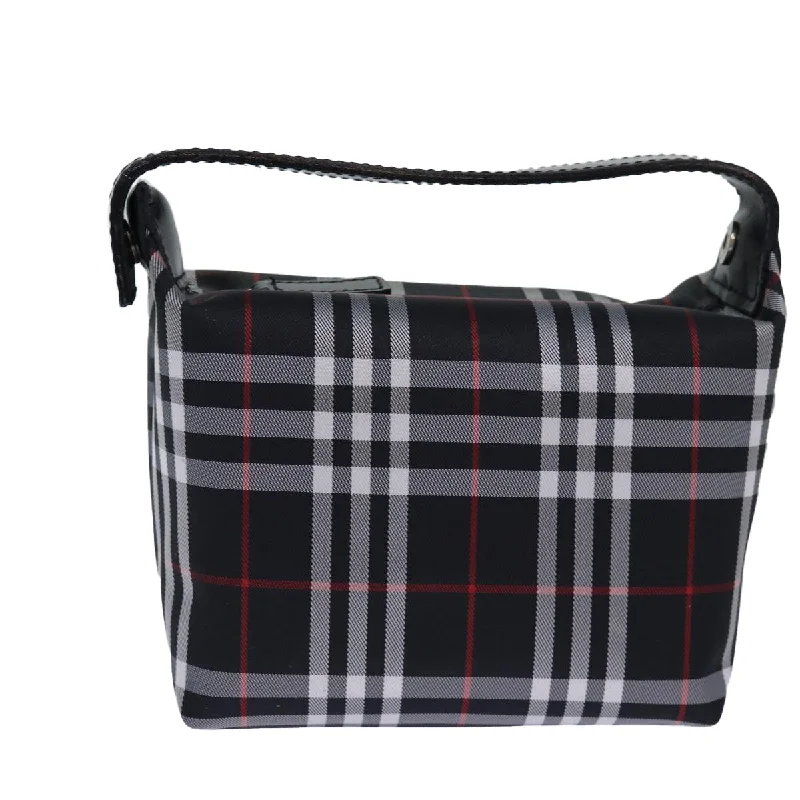 BURBERRY Nova Check Hand Bag Nylon Silver Black  bs16532