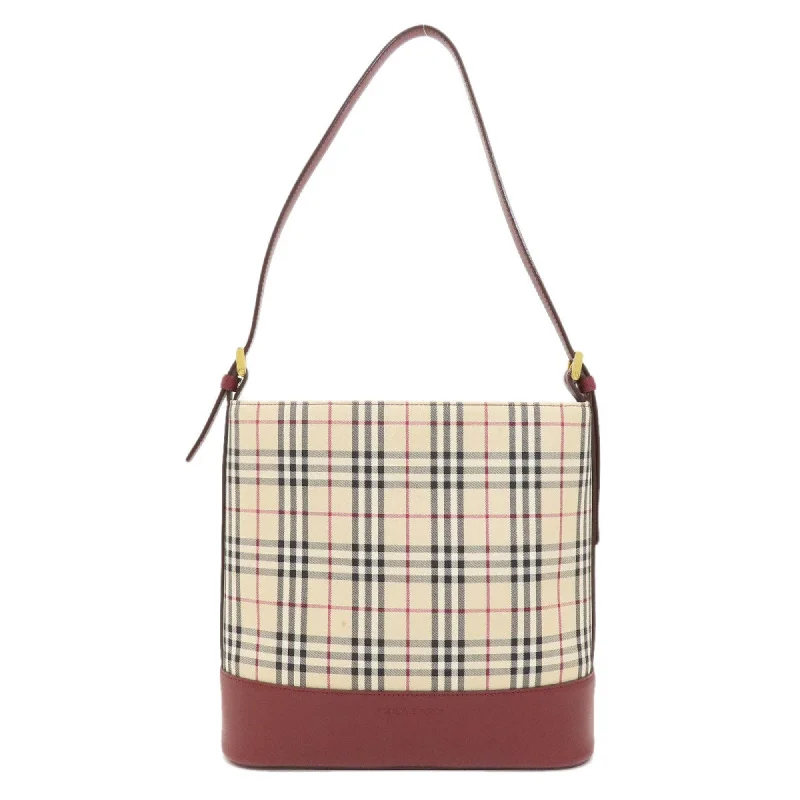 Burberry Nova Check Handbag Canvas Leather Women's