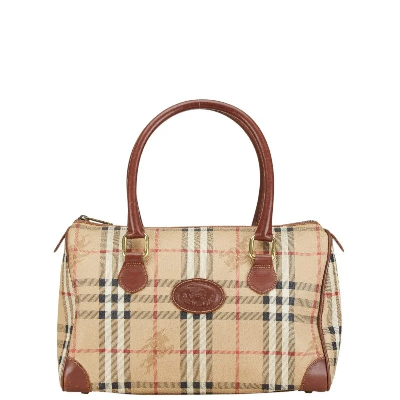 Burberry Nova Check Shadow Horse Handbag Boston Bag Beige Brown PVC Leather Women's BURBERRY