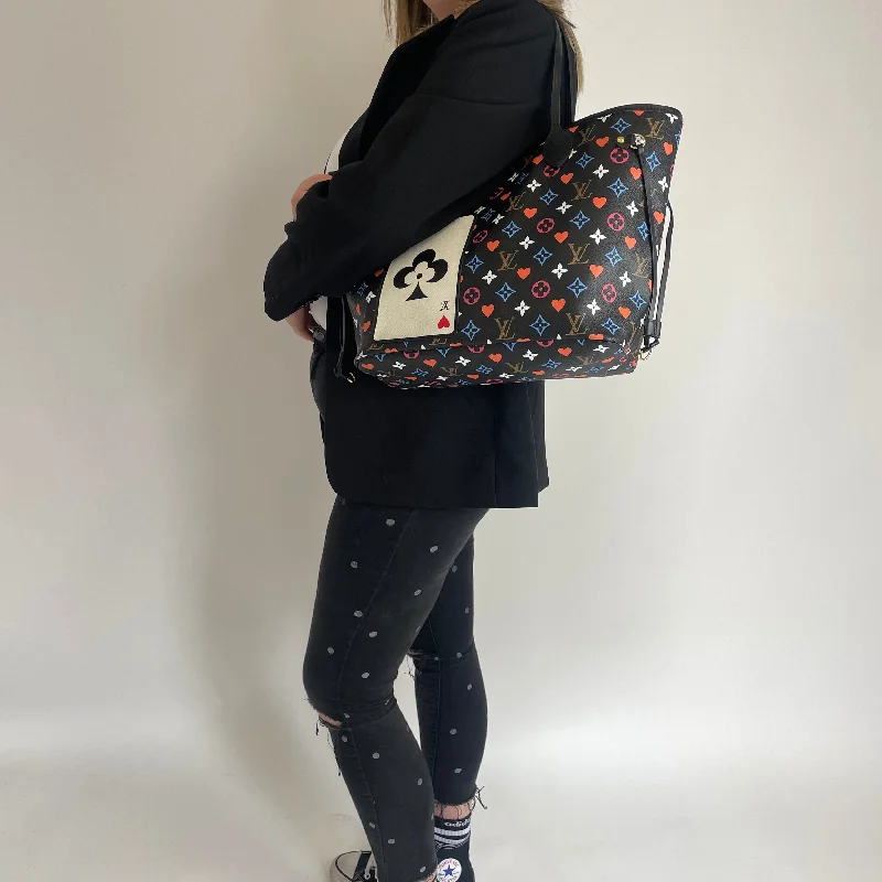 Louis Vuitton Black Multi Colour Game On Neverfull MM GI5200