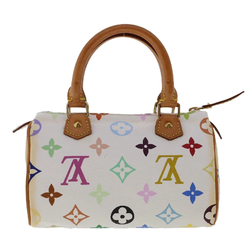 LOUIS VUITTON Monogram Multicolor Mini Speedy Hand Bag White M92645 Auth 49983