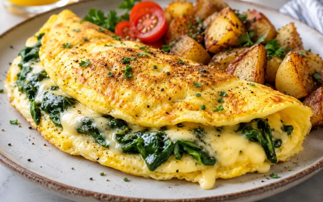 Cheesy Spinach Breakfast Omelet
