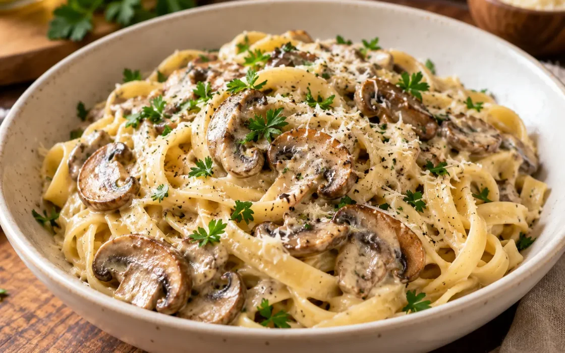 Creamy Mushroom Fettuccine
