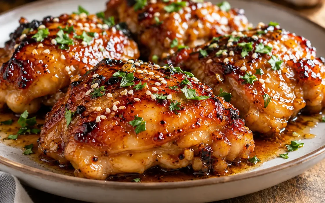 Sticky Honey-Garlic Glazed Chicken Thighs