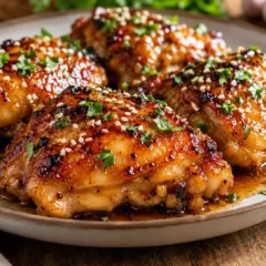 Sticky Honey-Garlic Glazed Chicken Thighs