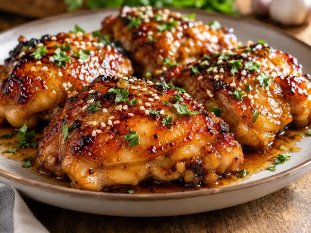 Sticky Honey-Garlic Glazed Chicken Thighs