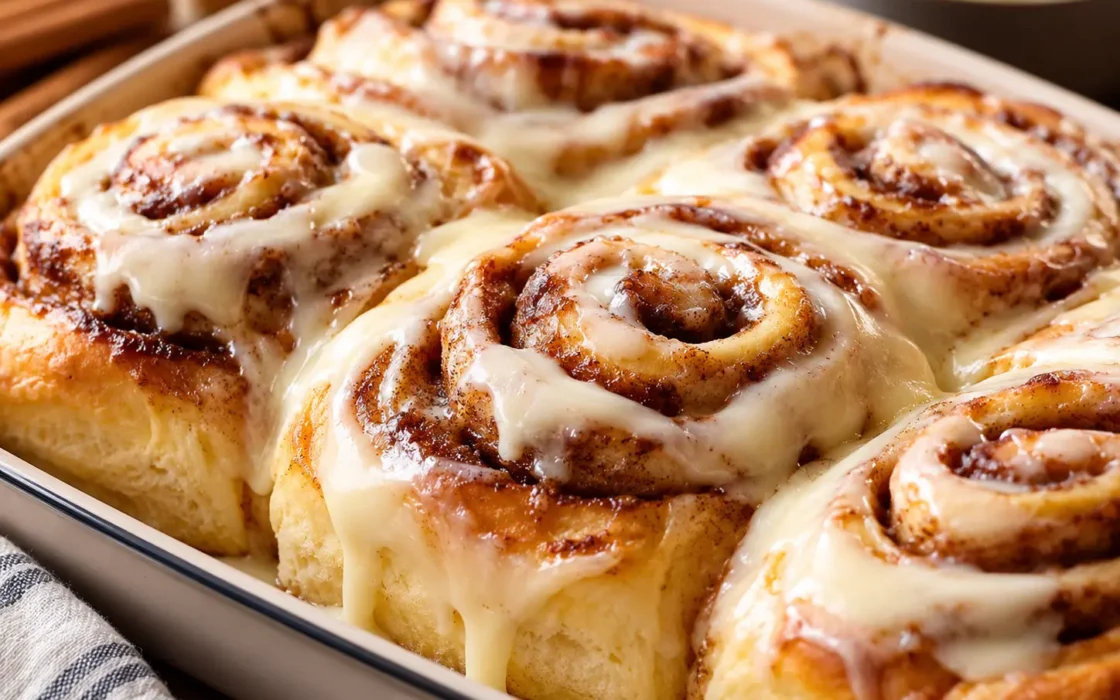 Soft Frosted Cinnamon Rolls